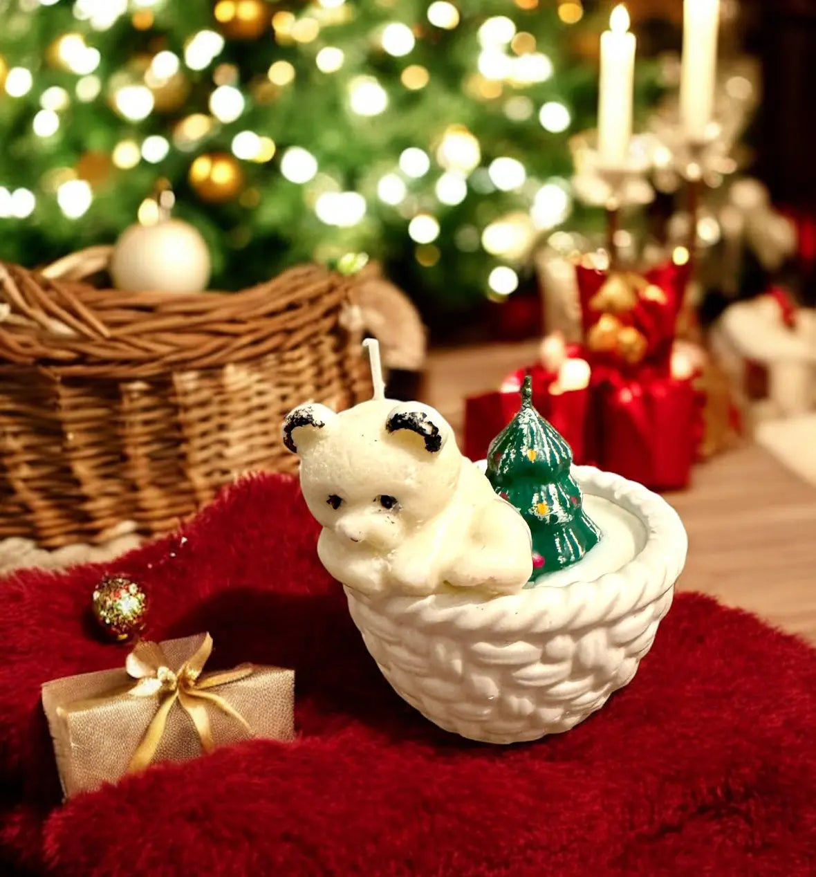 Teddy Bear Climbing Basket Candle 