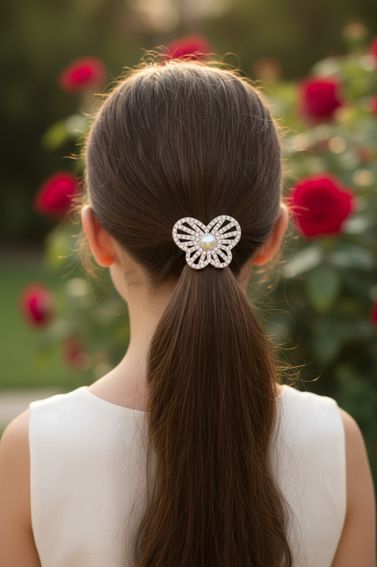 Elastic sparkly butterfly hair tie