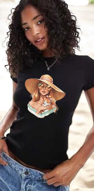 Fashion Icon Hugging Cat T-Shirt