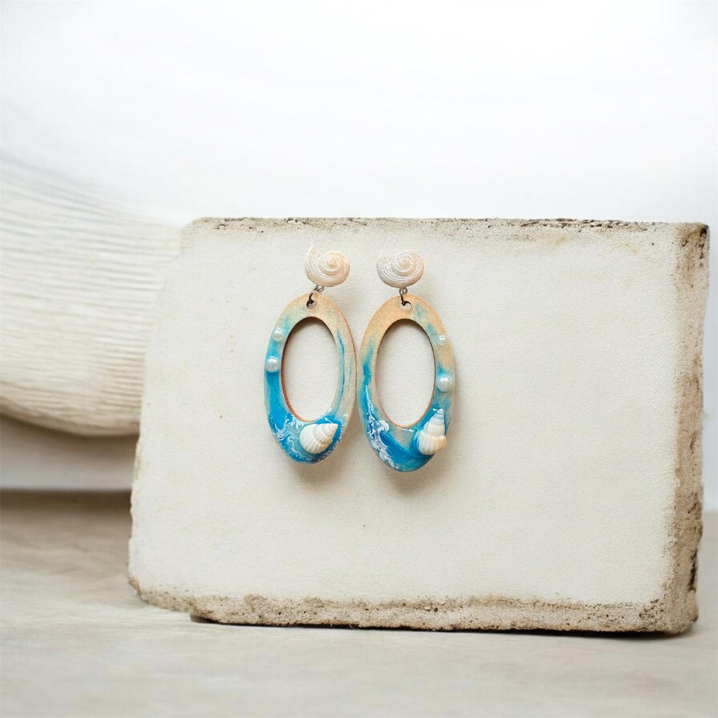 beach themed earrings | hand-painted Eco Jewelry