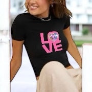 LOVE Sequin Heart Cropped Tee