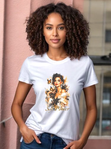 Soft Power Graphic T-Shirt — Empowered Woman Portrait Tee