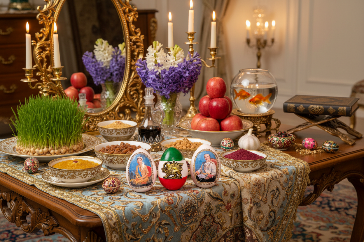Nowruz Persian Flag, Pahlavi Eggs – Haft Seen Table Decor