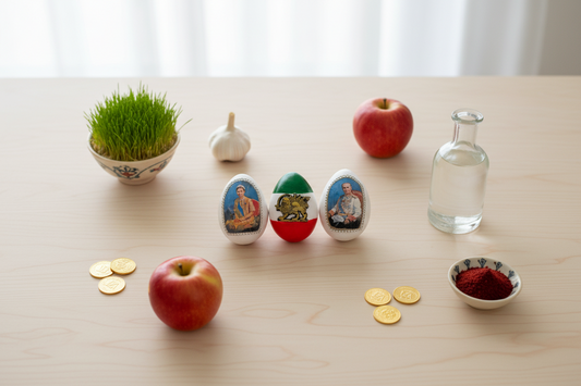 Nowruz Persian Flag, Pahlavi Eggs – Haft Seen Table Decor