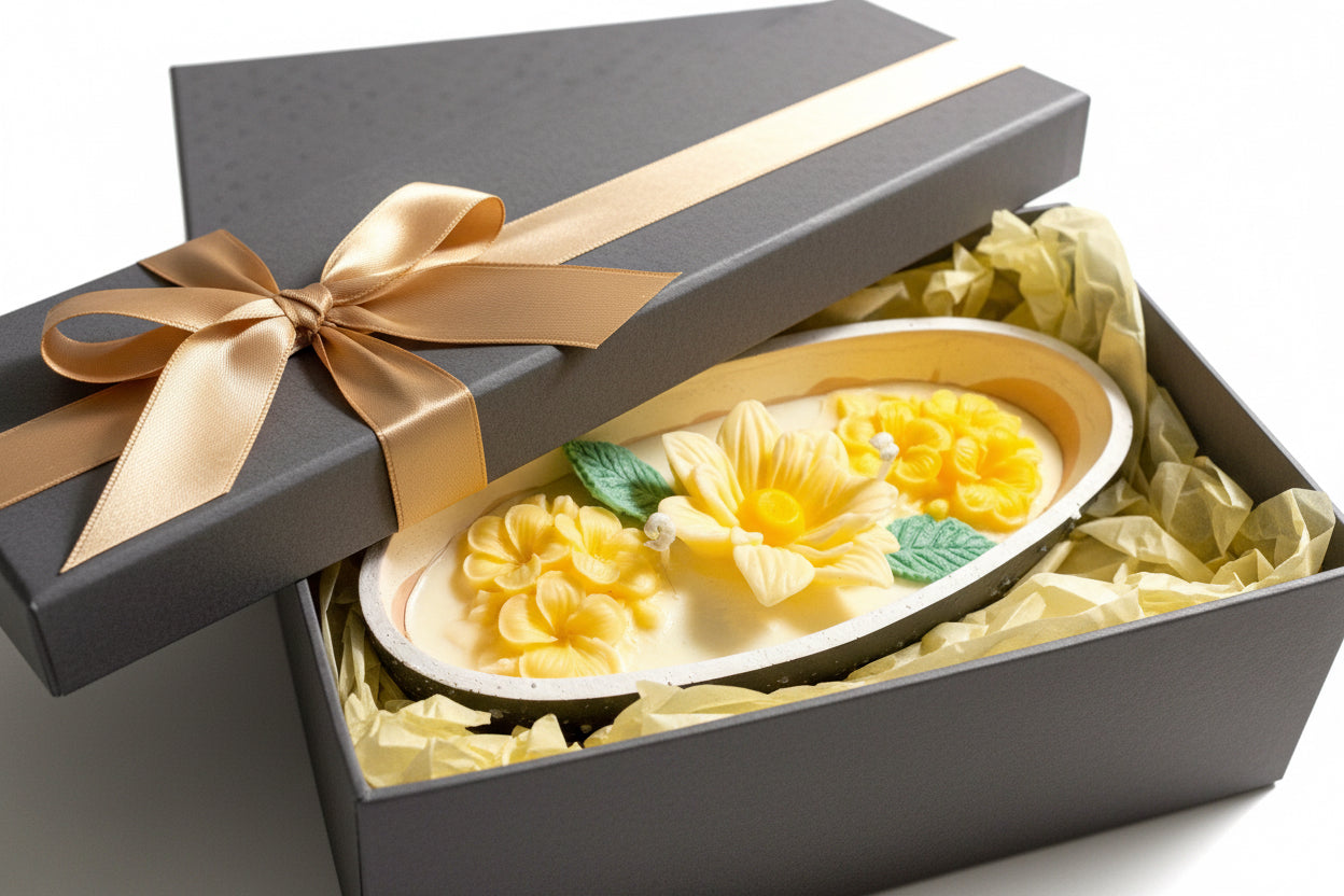 Artisan flower Beeswax Candle, Premium Gift.