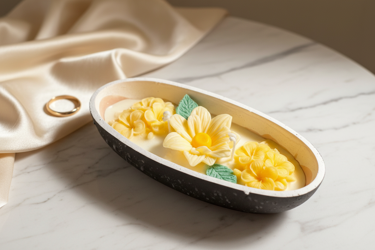 Artisan flower Beeswax Candle, Premium Gift.