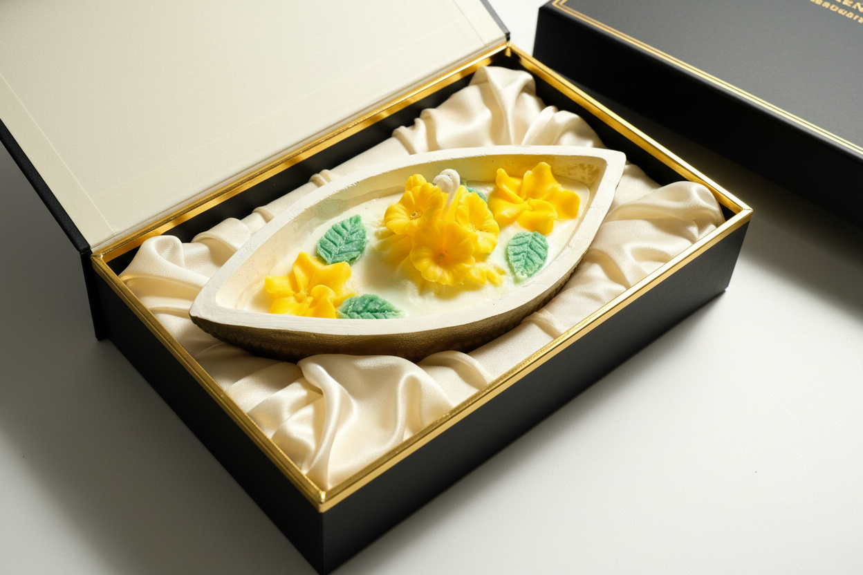 Vanilla Beeswax Candle in Handmade Ceramic Flower Pot: Eco-Friendly Home Decor