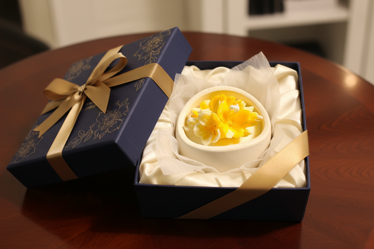 Beeswax Vanilla Candle in Handmade Flower Pot: Natural Home Decor