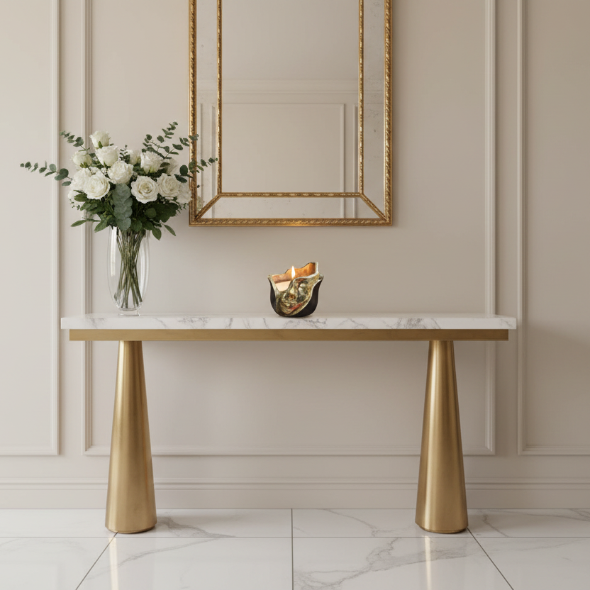 Modern Beeswax candle in unique pot