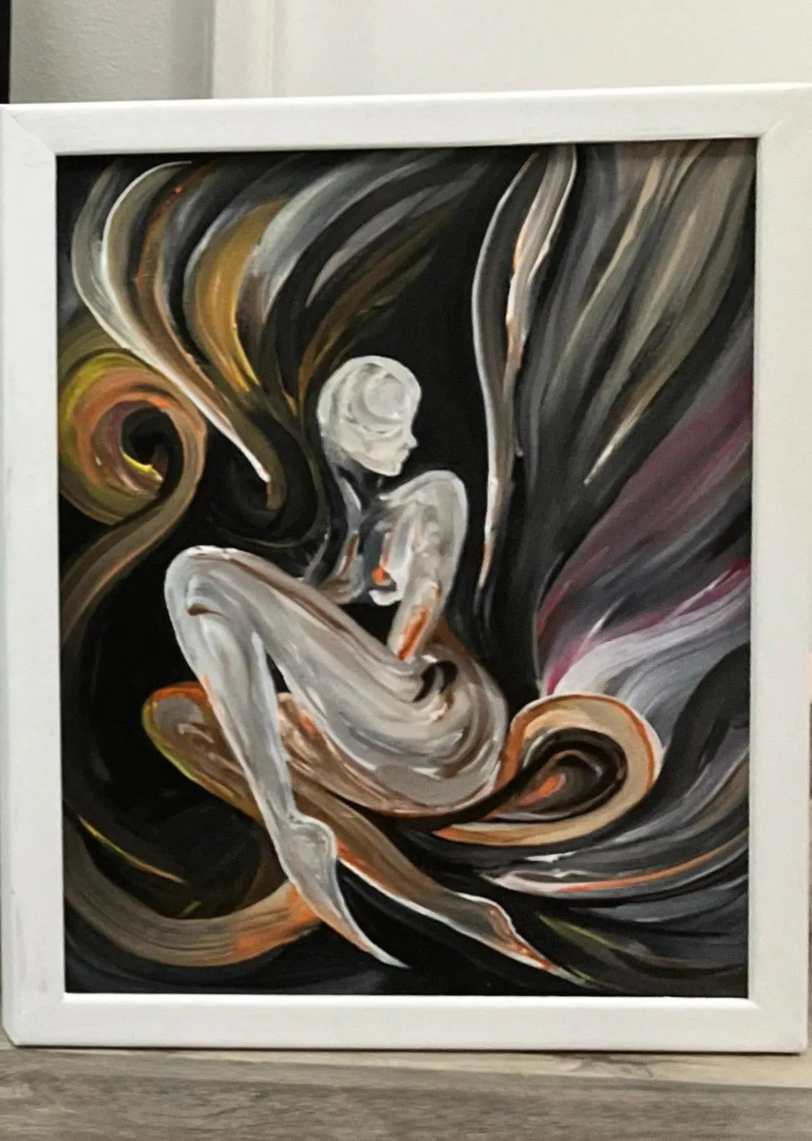 Abstract female figure painting on canvas | Modern minimalist wall art for home decor