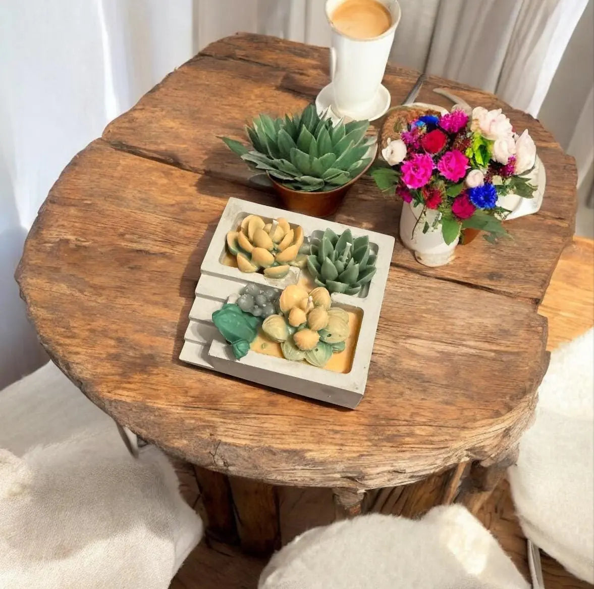 Beeswax Succulent cactus Candle: Natural Wax Home Decor MehrArt collections