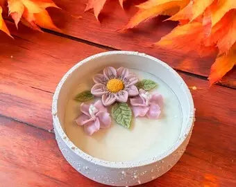 Floral home décor candle