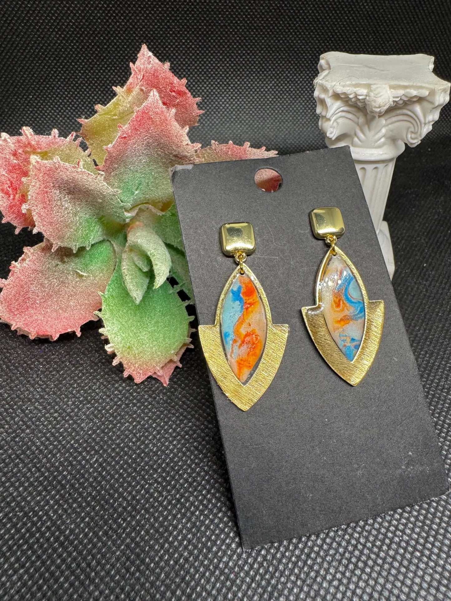 "Lightweight Handmade Resin Dangle Earrings – Birthday Gift for Her – Unique Gift for Women – Colorful Statement Earrings"