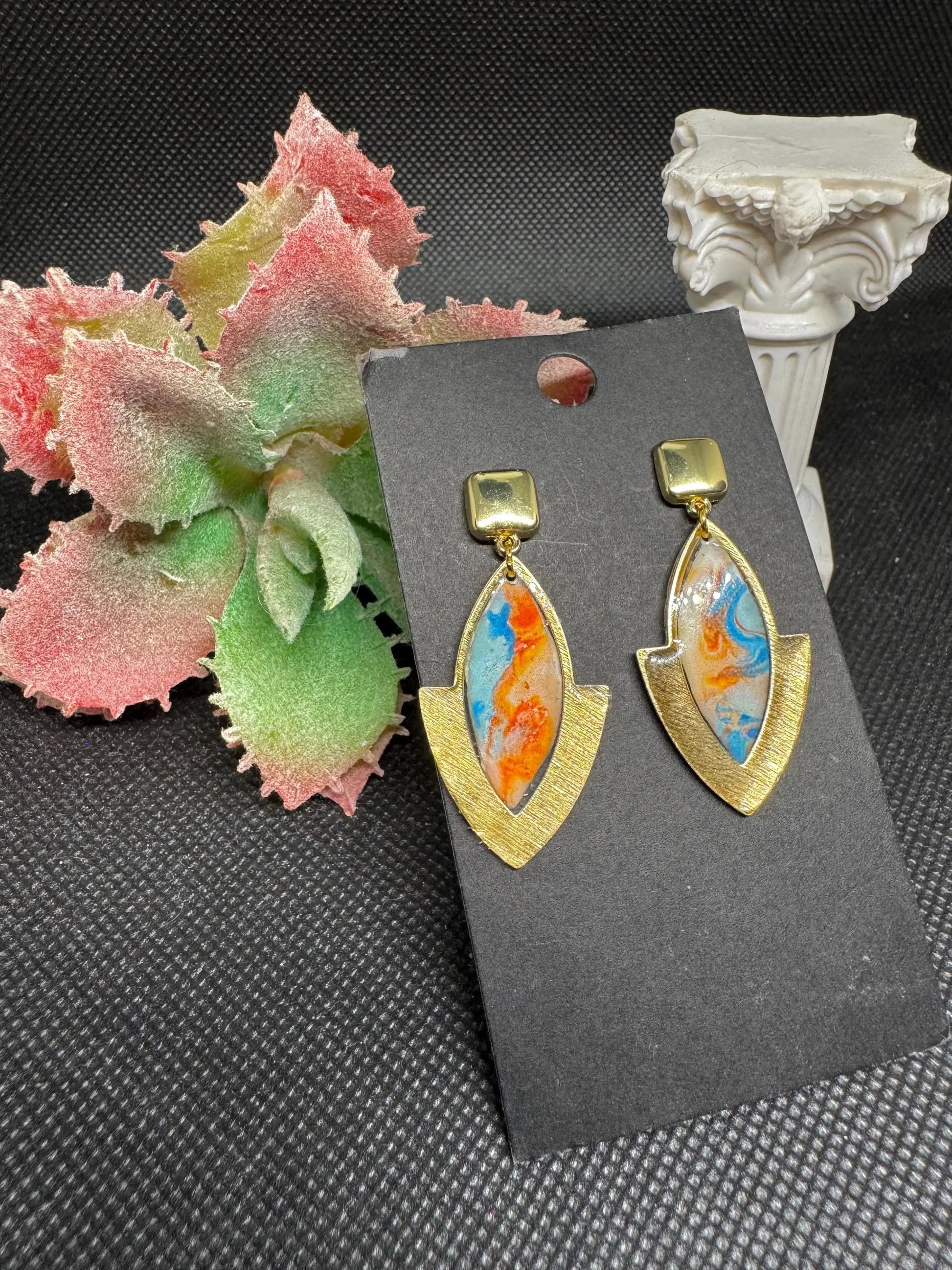 "Lightweight Handmade Resin Dangle Earrings – Birthday Gift for Her – Unique Gift for Women – Colorful Statement Earrings"