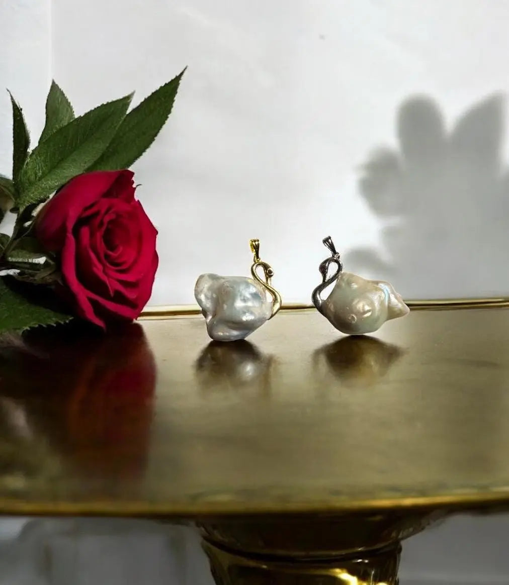 Baroque Pearl Swan Pendant Necklace, 14K Gold Plated Wedding Jewelry, Elegant Anniversary Gift, Birthday Gift for Her, Bridal Necklace Gift
