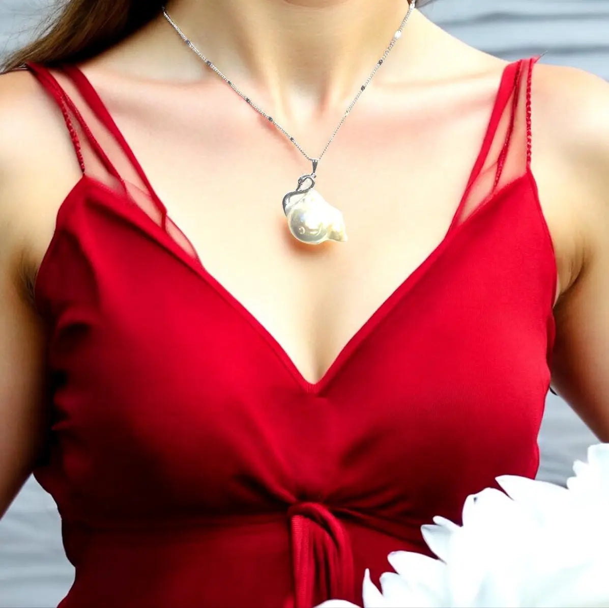 Baroque Pearl Swan Pendant Necklace, 14K Gold Plated Wedding Jewelry, Elegant Anniversary Gift, Birthday Gift for Her, Bridal Necklace Gift