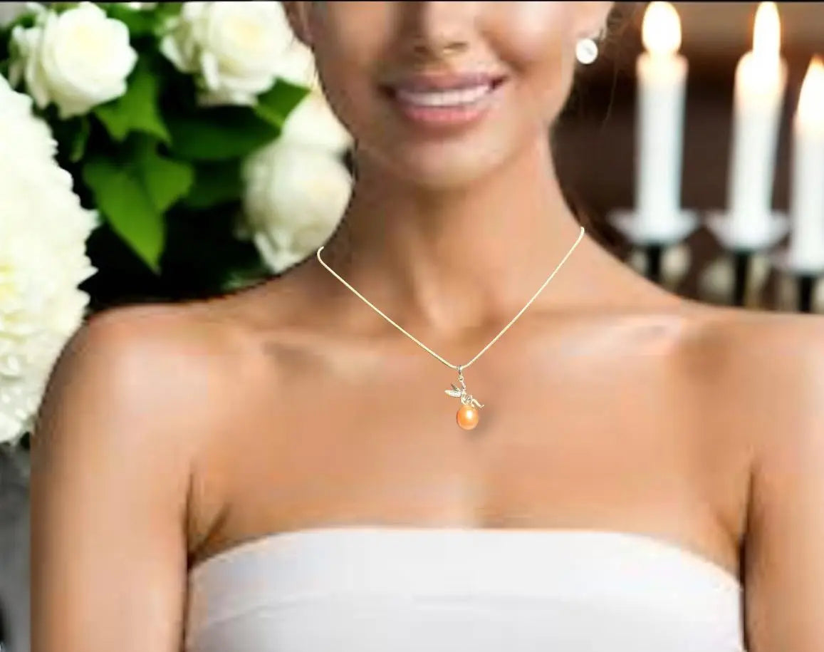 Minimalist Freshwater Pearl Diamond Necklace, Leaf Crystal Bridal Necklace, Maid of Honor Gift, Wedding Necklace for Brides, Bridesmaid Gift