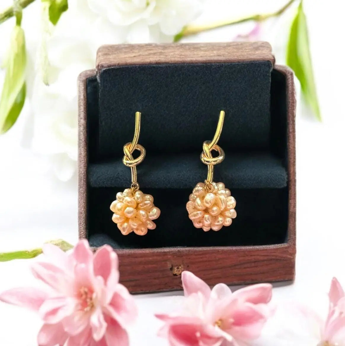 Real Freshwater Pearl Drop Earrings with Diamond, Bridal Earrings, Wedding Earrings, Mother of the Bride Gift, Pearl Jewelry,Bridesmaid Gift