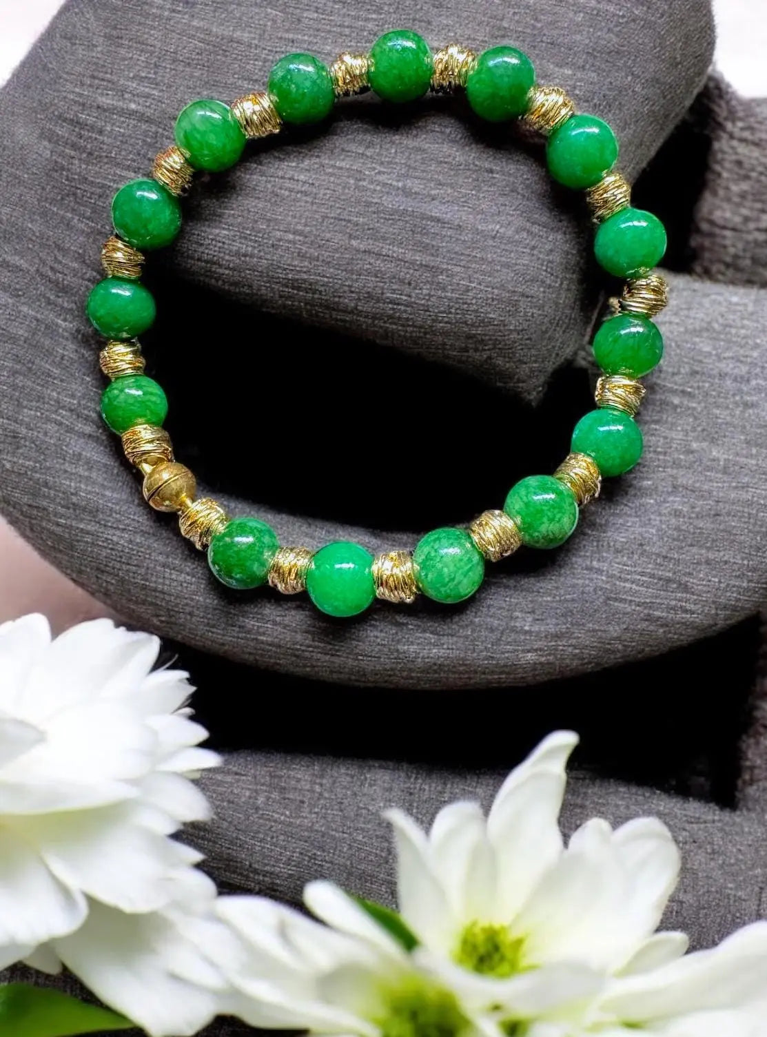 Real Jade bracelet, Lotus flower Jade Bracelet, Good Luck Gemstone bracelet, Healing Gemstones, Prosperity, Business Success, Nephrite Jade