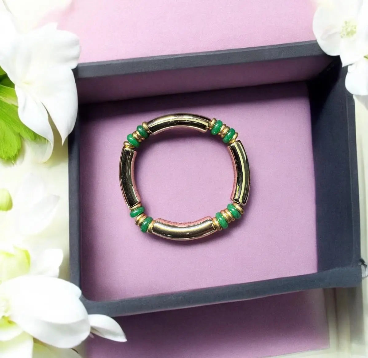 Jade Beaded Bracelet – Elastic Fashion Bracelet for Women – Wedding Jewelry Gift – Handmade Birthday Gift for Her – Minimalist Bead Bracelet