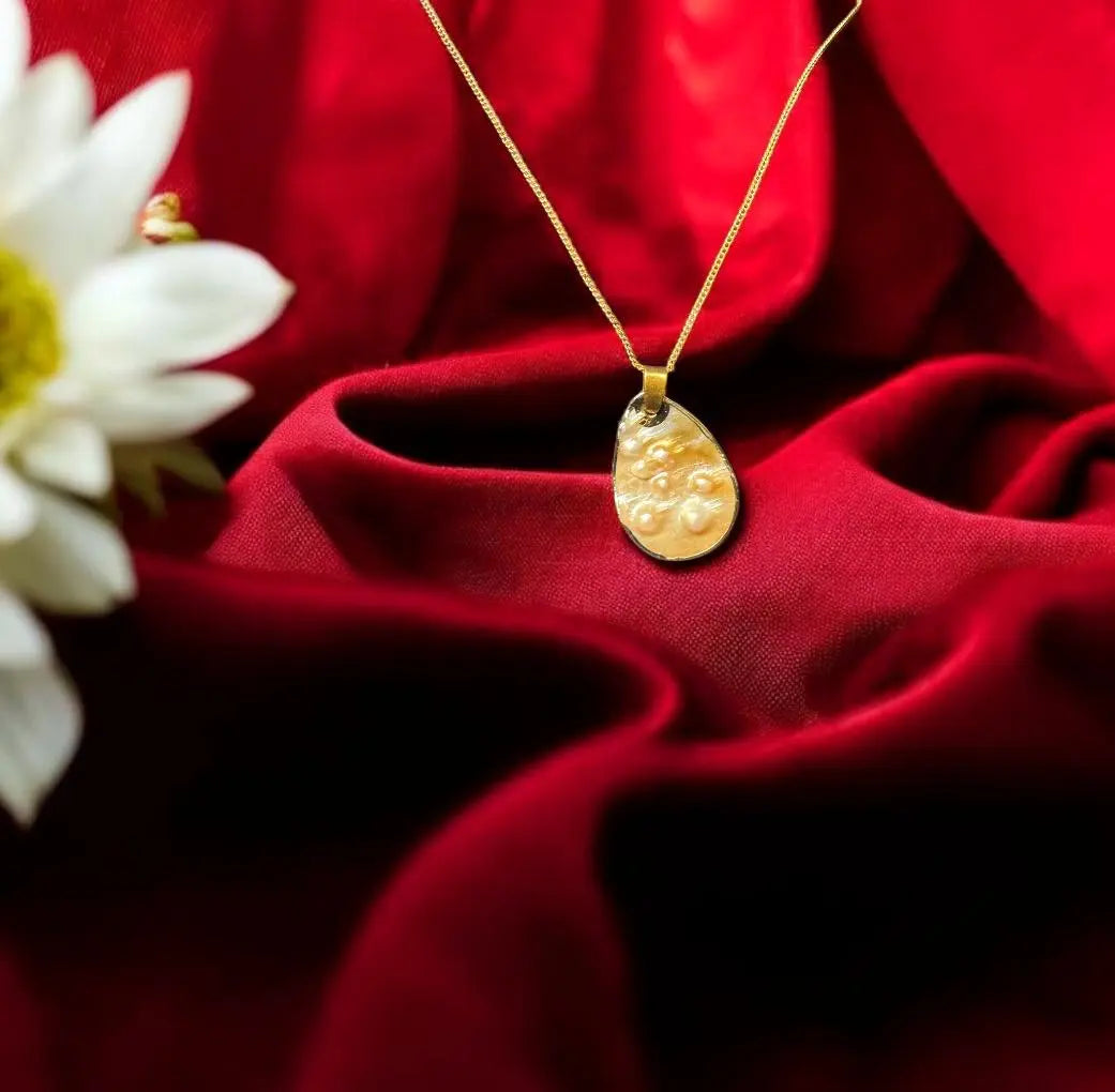 Gold-Plated Wedding Jewelry| Pearl Teardrop Pendant MehrArt collections
