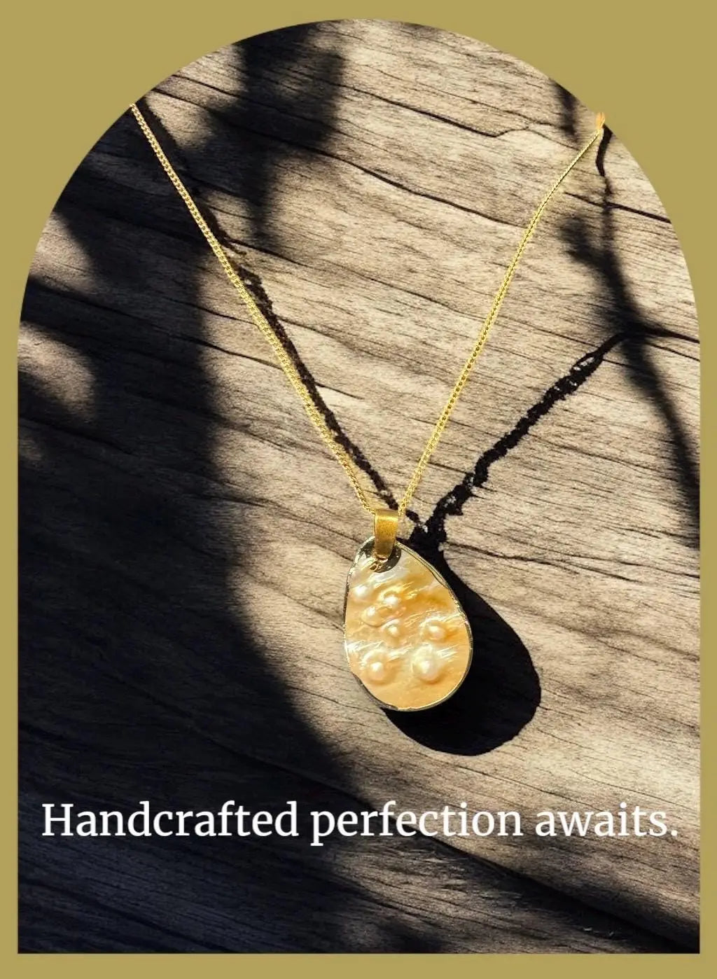 Gold-Plated Wedding Jewelry| Pearl Teardrop Pendant MehrArt collections