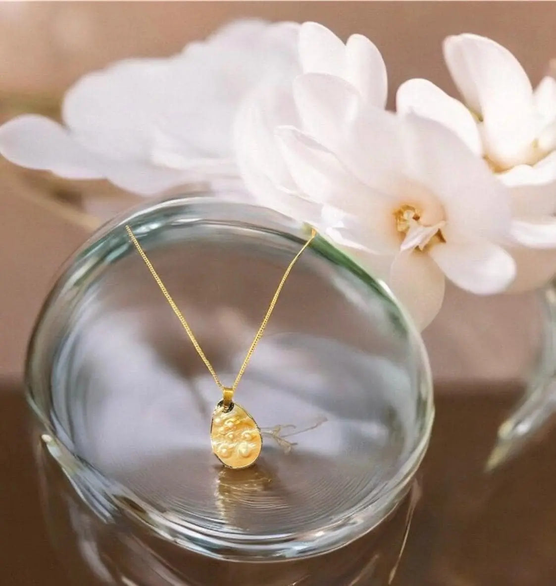 Gold-Plated Wedding Jewelry| Pearl Teardrop Pendant MehrArt collections
