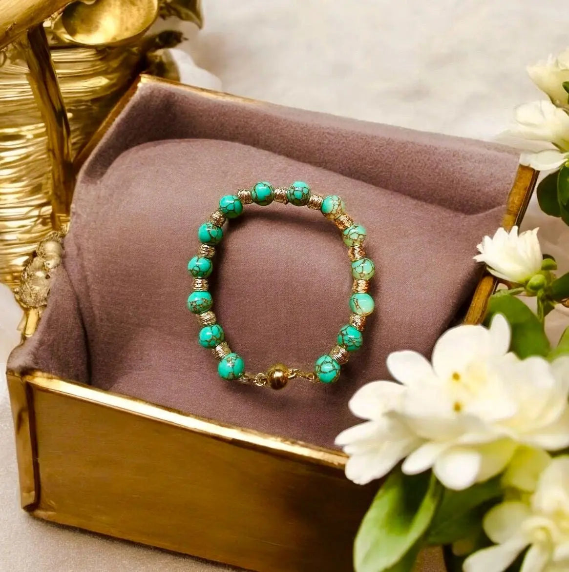 Turquoise Stretch Beaded Bracelet MehrArt collections