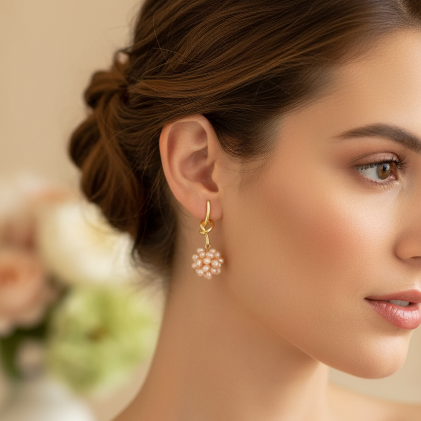 Freshwater Pearl Love Knot Drop Earrings | Elegant Gift