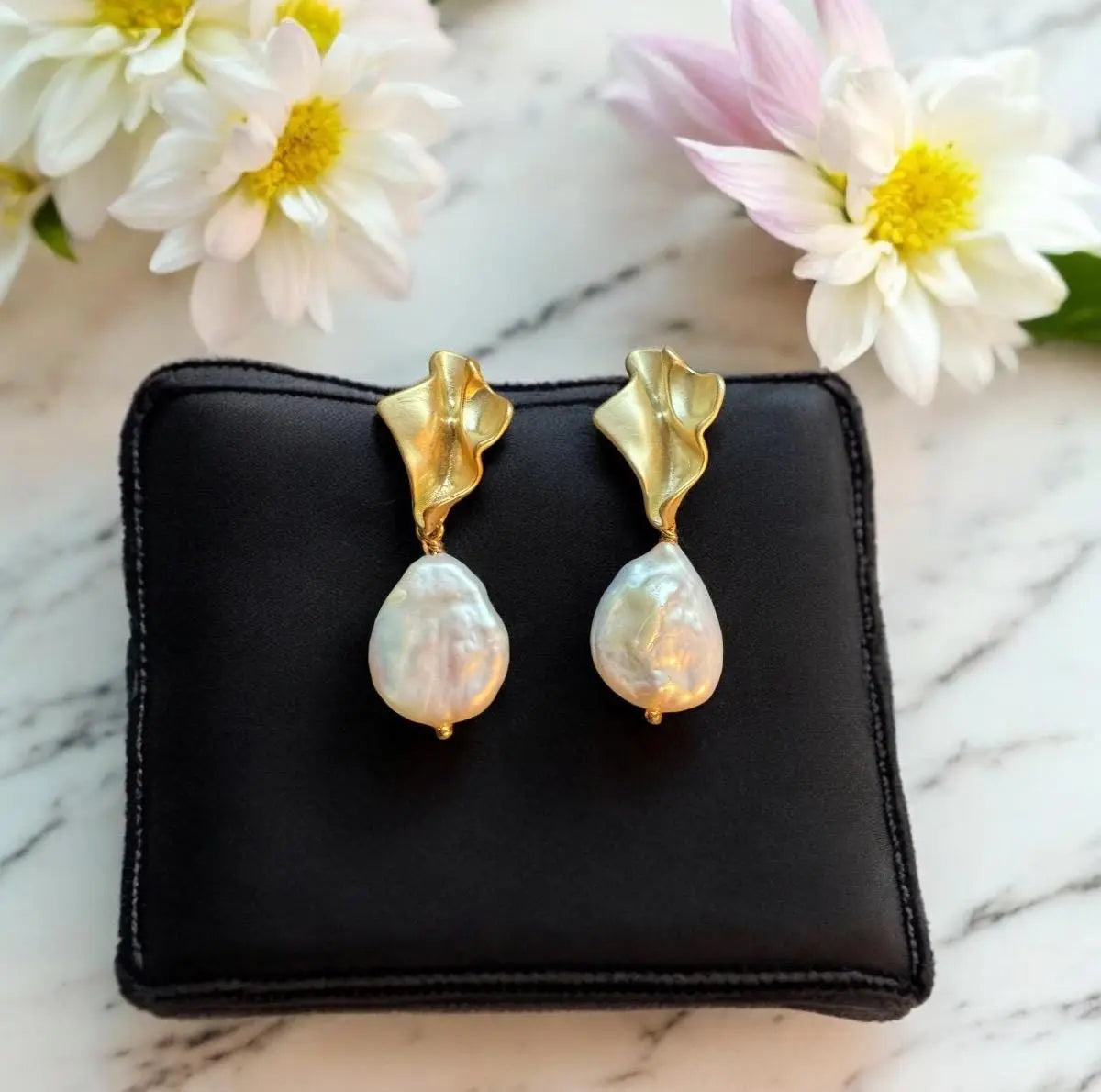 Freshwater Pearl Drop Earrings | Elegant Bridal Jewelry MehrArt collections
