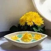 Vanilla Beeswax Candle in Handmade Ceramic Flower Pot: Eco-Friendly Home Decor MehrArt collections