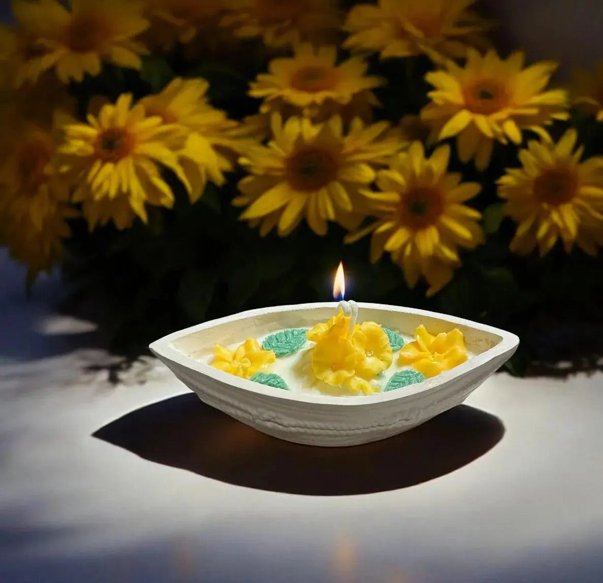 Vanilla Beeswax Candle in Handmade Ceramic Flower Pot: Eco-Friendly Home Decor MehrArt collections
